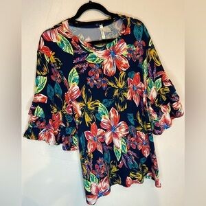 Mother Bee Maternity~NWT~Oversized Tropical Vibe Top~Layered Sleeve~Size S
